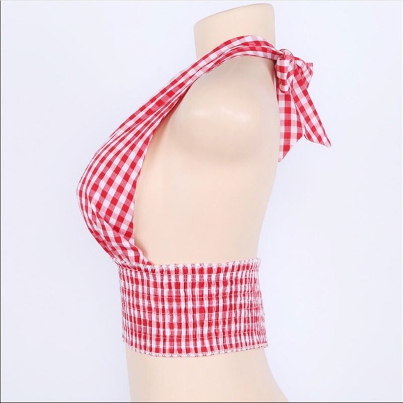New Red plaid halter top - Picture 4 of 4